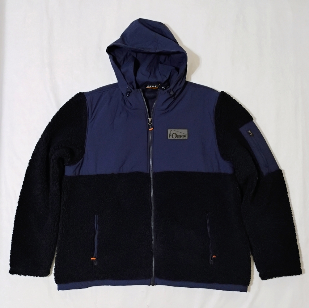 Men's Orvis River Lined Nylon Sherpa Fleece Hooded Fishing Jacket Size XXL